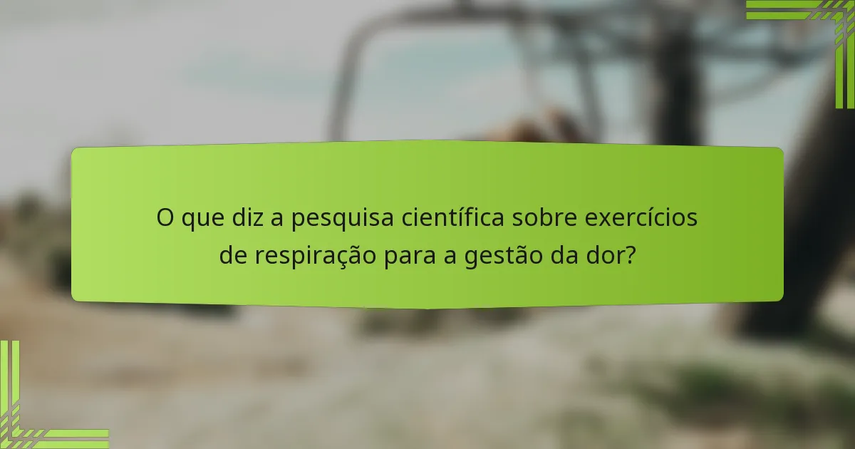 O que diz a pesquisa científica sobre exercícios de respiração para a gestão da dor?