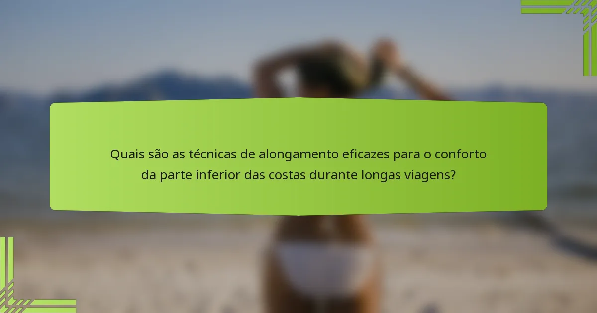 Quais são as técnicas de alongamento eficazes para o conforto da parte inferior das costas durante longas viagens?
